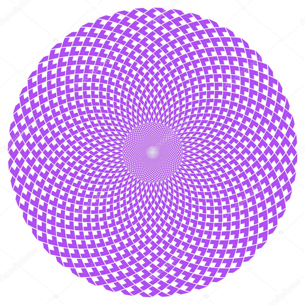 Round abstract pattern, optical art, vortex effect. Easy to replace colors. 