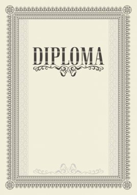 Dekoratif dikdörtgen çerçeve. Şablon için diploma, sertifika. Yazı Diploma. A4 sayfa oranlarını.
