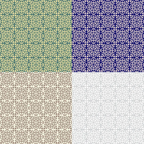 Clásicos Patrones Azulejos Bicolor Sin Costura Muestras Incluidas Archivo Vectorial — Vector de stock