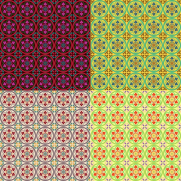 Бесшовные Разноцветные Черепичные Узоры Арабском Стиле Образцы Включенные Векторный Файл — стоковый вектор
