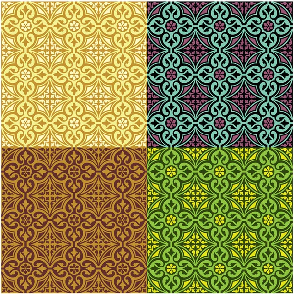 Seamless Classic Colorful Patterns Middle East Style Swatches Included Vector — Stock Vector