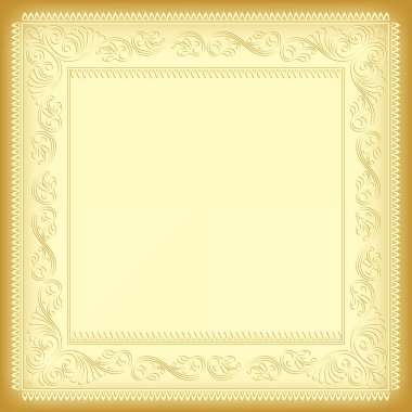 Süslü kare çerçeve, sarı renk tonlarını. Peçete deseni, dekoratif köşeler. 