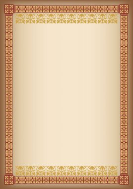Süslü dikdörtgen çerçeve. A4 oranlar. Kitap kapağı dekorasyon, simge durumda, şablon için sertifika, diploma.