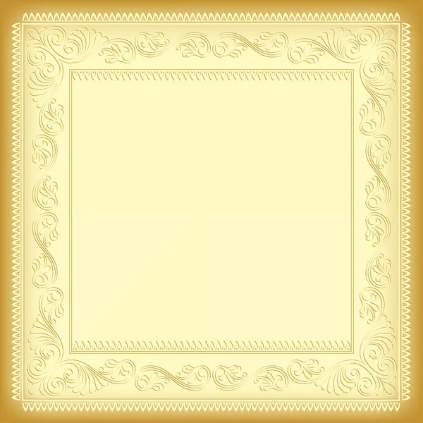 Quadro Quadrado Ornamentado Matizes Amarelo Padrão Guardanapo Cantos Decorativos — Vetor de Stock