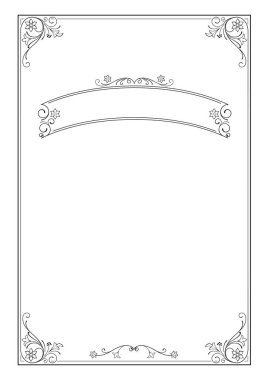 Süslü dikdörtgen siyah çerçeve ve afiş. Sertifika, diploma, duyuru, etiket için. A4 oranlarını. 