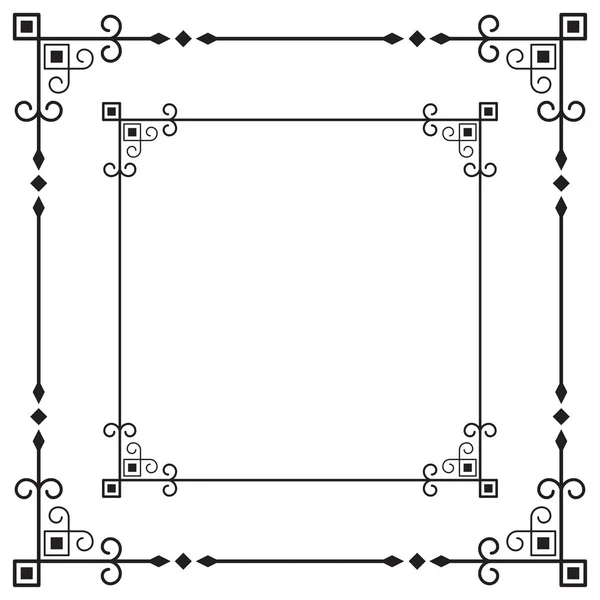 Kunstvolle Schwarze Quadratische Rahmen Für Ansage Etikett Textdekoration Karte — Stockvektor