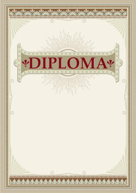 Süslü dikdörtgen çerçeve ve afiş, retro tarzı. Sertifika, diploma, duyuru, etiketi şablonu. A3 oranlar. Yazı Diploma. Desen fırçaları dahil.