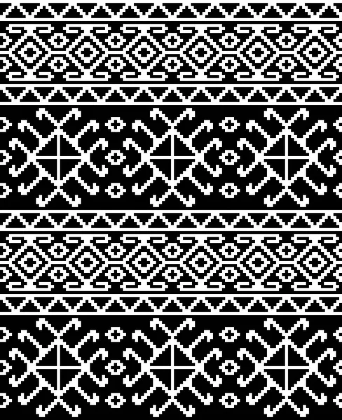 Seamless Ethnic Georgian Black White Pattern Background Textile — Stock Vector