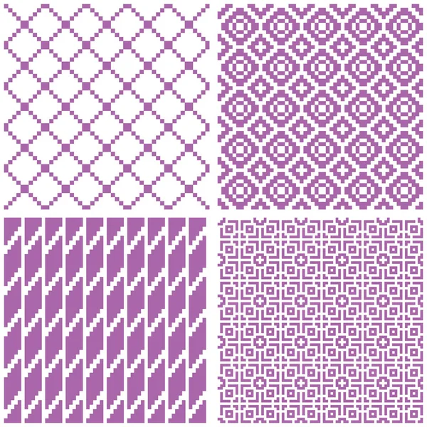 集4无缝几何图案 紫罗兰色 包括色板 适用于纺织 包装材料 网站背景 — 图库矢量图片