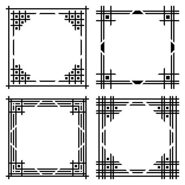 Zestaw Geometrycznych Czarnych Kwadratowych Ram — Wektor stockowy