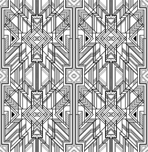 Decorative Geometric Black Seamless Pattern Art Deco Style — Stock Vector