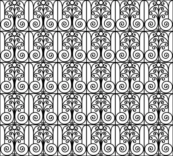 Прикрашений Чорний Безшовний Візерунок Імітація Декоративного Кованого Грилю Годинники Включені — стоковий вектор