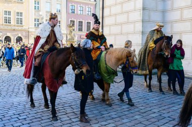 Poznan, Polonya - 6 Ocak 2017: Epiphany holiday Hıristiyan din
