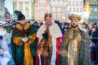 Poznan, Polonya - 6 Ocak 2017: Epiphany holiday Hıristiyan din