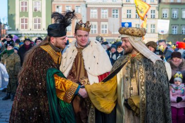 Poznan, Polonya - 6 Ocak 2017: Epiphany holiday Hıristiyan din
