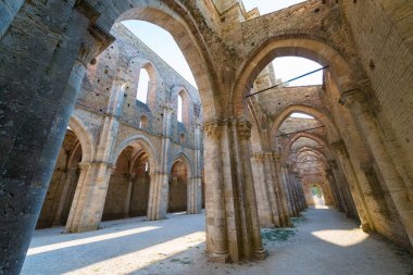 Ortaçağ San Galgano Abbey Siena yakınındaki kalıntıları iç görünüm