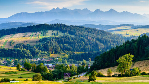 Panorama of the Tatras seen from the Pieniny side