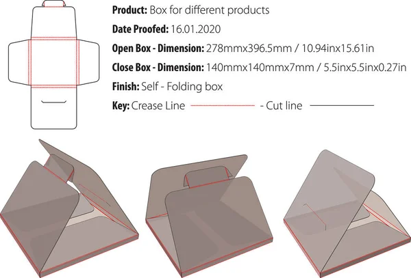 Box Für Verschiedene Produkte Box Template Stanzvektor — Stockvektor