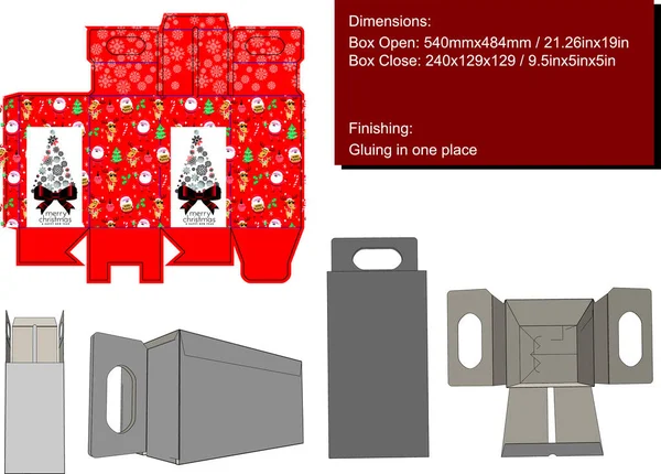 Weihnachtsverpackungsbox Mit Stanze Und Design Vektor — Stockvektor
