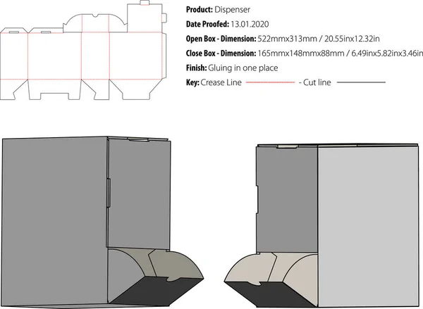 Caixa Dispensador Design Estrutural Vetor Corte Morrer — Vetor de Stock