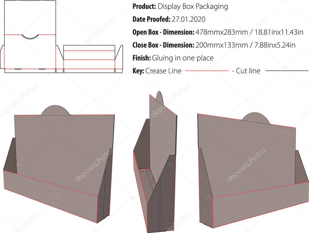 Display Box Packaging template die cut vector