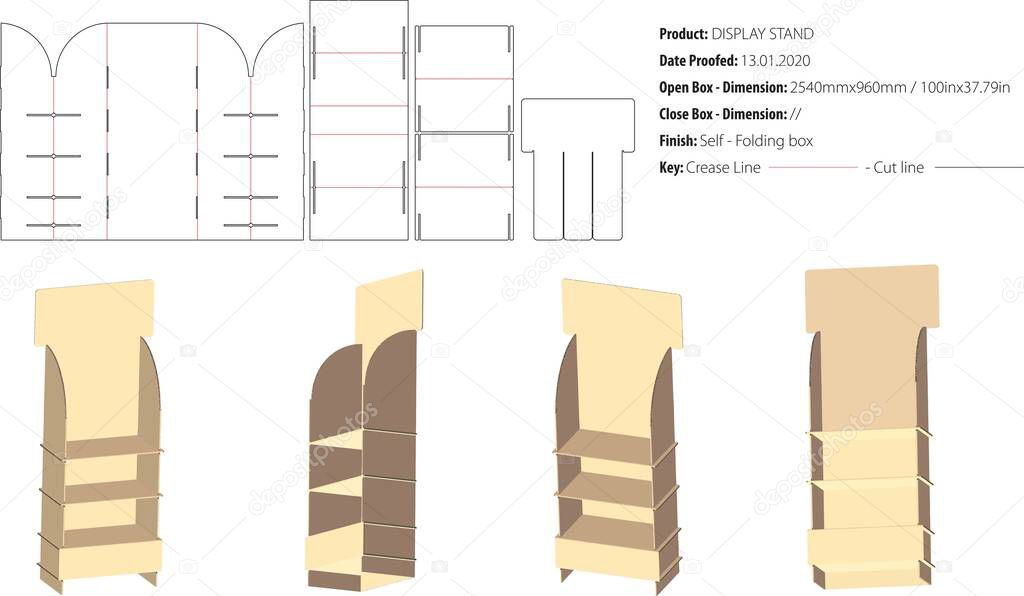 Display stand structural design die cut vector