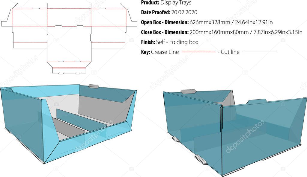 Display Tray Box Packaging template die cut vector