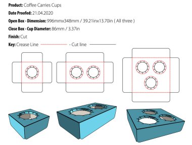 Üç kahve bardağı taşır - ölü kesim - vektör