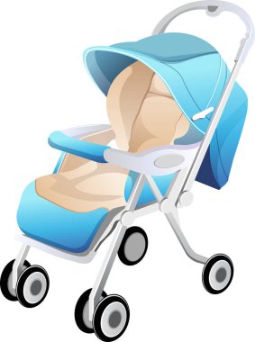 Beyaz arka plan vektörlü bebek arabası tasviri