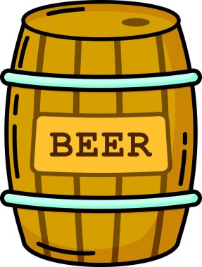 Beyaz arka plan vektörlü bira fıçısının tasviri