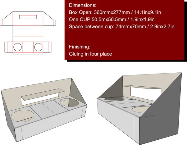 Support Pour Deux Tasses Boîte Espace Repas Die Cut Vector — Image vectorielle