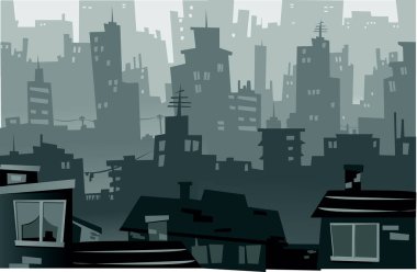 Beyaz arkaplan vektörlü büyük şehir tasviri