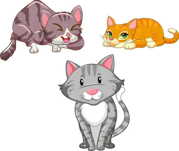 Illustration Cats White Background Vector — Stock Vector