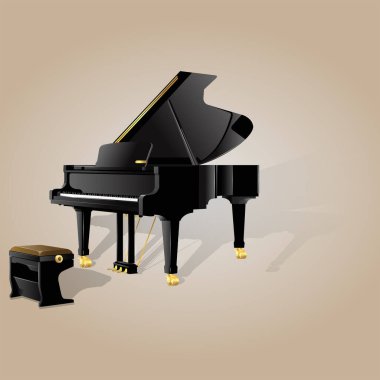Güzel bir arka plan vektörü olan kuyruklu piyano tasviri