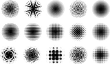 Beyaz arkaplan vektörlü yarım tonlu dairelerin çizimi