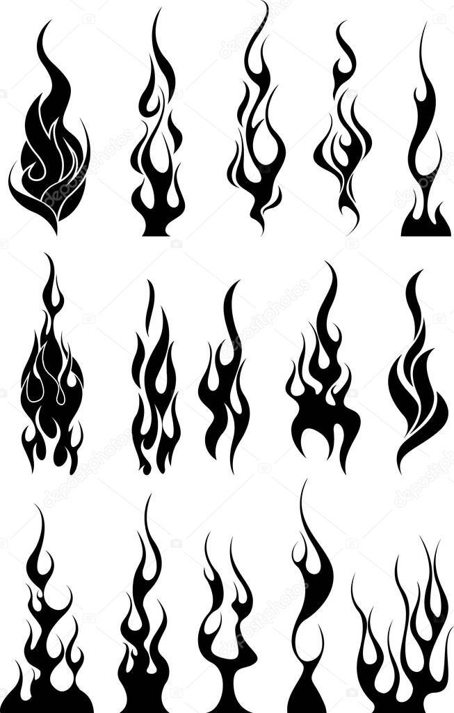 Illustration of flames, with white background vector