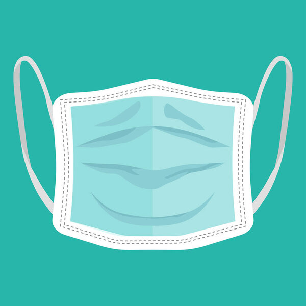 Illustration of medical mask flat design, with nice background vector