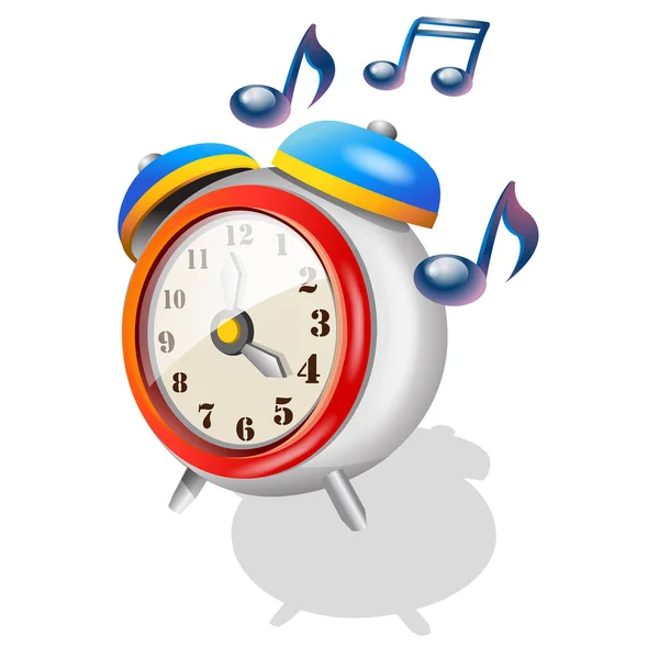 Illustration Old Alarm Clock White Background Vector — Stock Vector