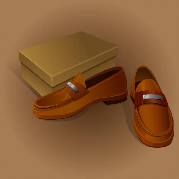 带盒子的鞋子的说明 带有漂亮的背景矢量 — 图库矢量图片