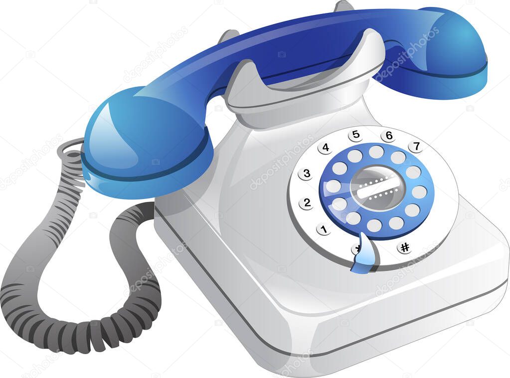 Illustration of old telephone, with white background