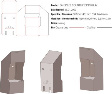 BİR PIECE COUNTER Zirvesi Display Box şablonu die cut vektör