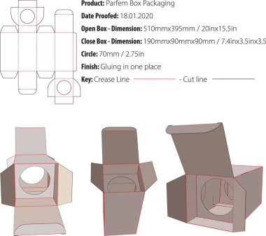 Parfem Kutu Paketleme şablonu die cut vektör