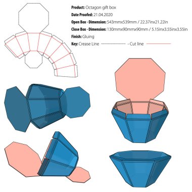Octagon Hediye Kutusu şablonu ölü kesme vektörü