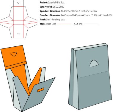 Özel hediye kutusu paketleme yapısal tasarımı die cut vektörü