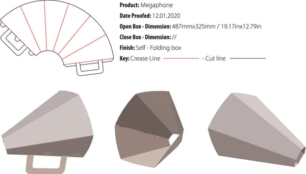 Megafone Projeto Estrutural Vetor Corte Morrer — Vetor de Stock