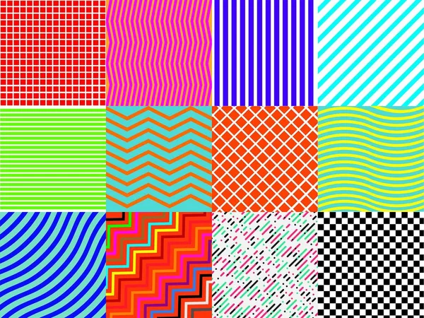 Satz Verschiedener Muster Vielen Farben Vektor — Stockvektor