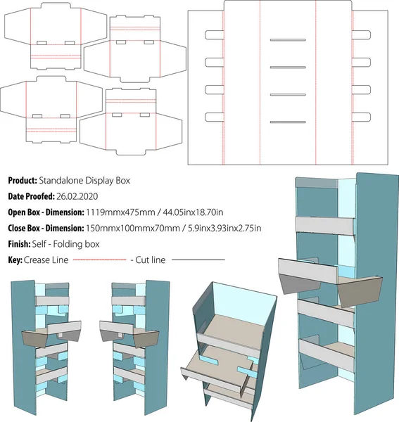 Emballage Boîte Affichage Autonome Design Structurel Die Cut Vector — Image vectorielle