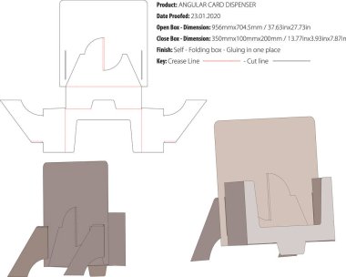 ANGULAR Kart DISPENSER Şablonu die cut vektör