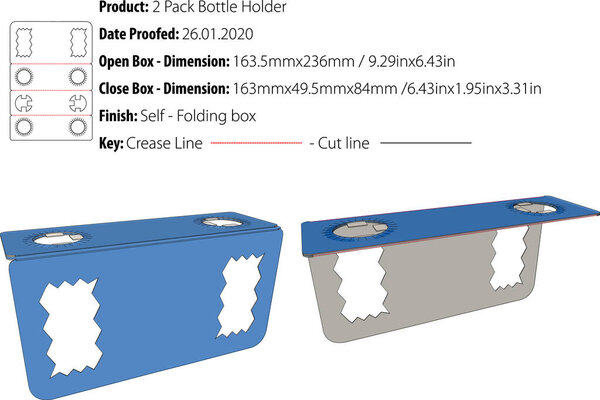 2 Pack Bottle Holder die cut vector