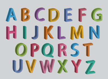 Renkli kalın alfabenin gösterimi - vektör